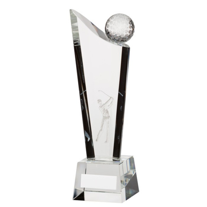 CAPTURE GOLF CRYSTAL GLASS AWARD - 3 SIZES - 20.5CM TO 24.5CM